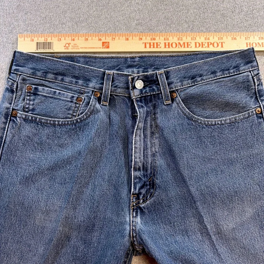 Levi's 505 Jeans Mens 34x29 Blue Denim Straight Leg Classic Fit Medium Wash